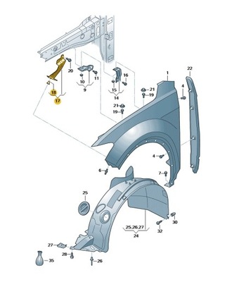 Кронштейн крыла правый-передний vw t-roc oe: 2ga821136 фото №1