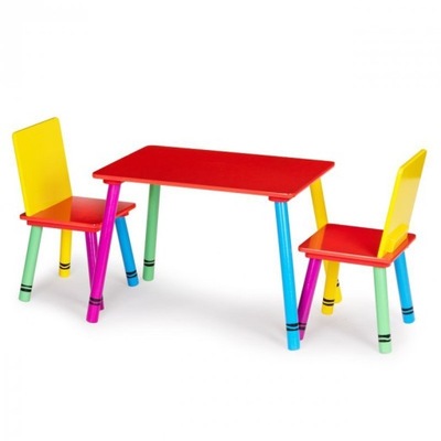 Meble dla dzieci komplet drewniany stół 2 krzesła