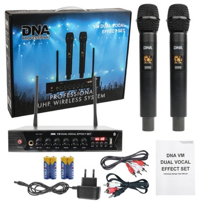 BEZPRZEWODOWY ZESTAW 2X MIKROFON DNA VM DUAL VOCAL EFFECT SET USB BLUETOOTH