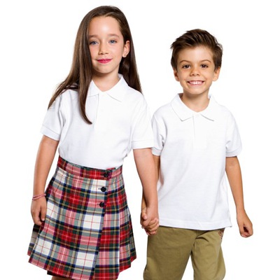 Koszulka Polo Dziecięca chłopiec-dziewczynka biała 128-134cm 7/8 lat