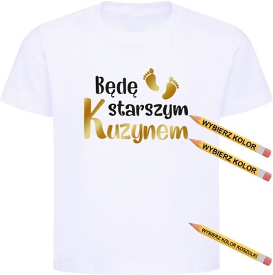 Koszulka, T-shirt - Będę starszym kuzynem, miksuj kolory r. 146