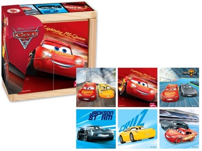 PLAYME Drewniane PUZZLE Klocki Disney CARS 3 AUTA