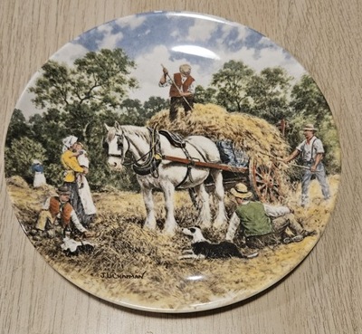 WEDGWOOD Talerz porcelanowy wieś konie