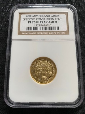 2000 GNIEZNO 100 zł NGC PF 70 - TYSIĄCLECIE ZJAZDU W GNIEŹNIE