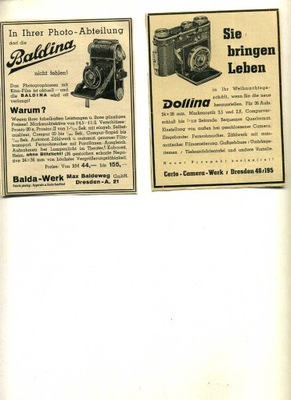 Reklama prasowa z 1935 r, - APARATU FOTOGRAFICZNEGO 2 x