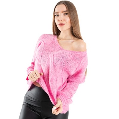 1709 D.PINK RÓŻOWY SWETER DAMSKI Uniwersalny