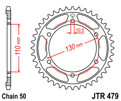 PINION GEAR REAR JT 45-ZEBOW YZF-R6 600 2003-2007  