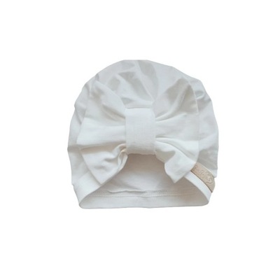 Turban Niemowlęcy Kokarda Cream Czapka 0-3 mc