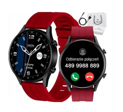 Zegarek męski Smartwatch sportowy G.Rossi czerwony ROZMOWY MUZYKA PULSOMETR