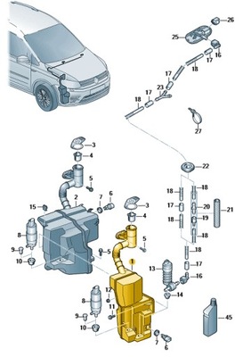 DEPÓSITO DE LÍQUIDO LIMPIAPARABRISAS VW CADDY ASO  