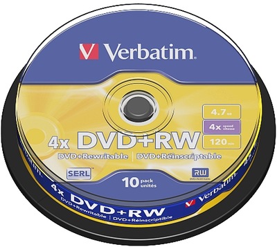 DVD+RW 4,7GB VERBATIM x4 CAKE SZT10