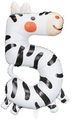 Balon foliowy Cyfra 5 Zebra 5 Urodziny 42x81 cm