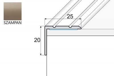 Kątownik A36 25x20 EFFECTOR Szampan 180cm