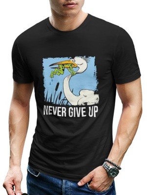 KOSZULKA Z NADRUKIEM NEVER GIVE UP TSHIRT ZZABAWNYM ŚMIESZNYM NADRUKIEM XXL