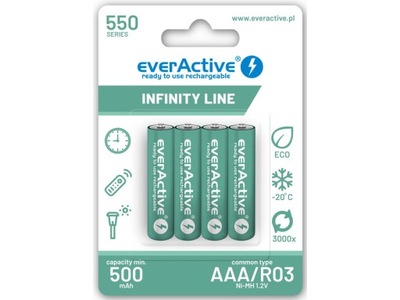 Akumulatorki R03/AAA 550 mAh EVERACTIVE (4 szt.)