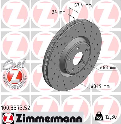 ZIMMERMANN 100.3373.52 ДИСК ТОРМОЗНОЙ