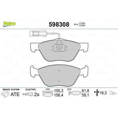 JUEGO ZAPATAS HAMULCOWYCH, FRENOS TARCZOWE VALEO 598308  