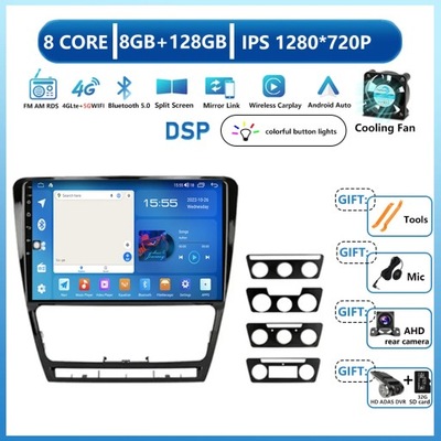 NAVEGACIÓN GPS CARPLAY PARA VOLKSWAGENA SKODA OCTAVIA 2 A5 2007-2014 ANDROID  