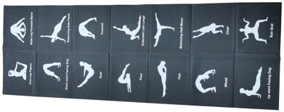 Mata do jogi Z PODPOWIEDZIAMI POZYCJI składana 170x60x0,5cm antypoślizgowa