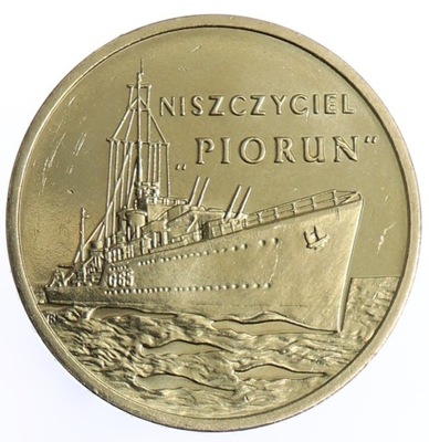 Moneta okolicznościowa 2 zł Niszczyciel Piorun 2012 r.