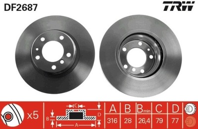 2 PIEZAS DISCO DE FRENADO BMW PARTE DELANTERA E38 94-98 DF2687  