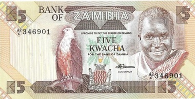 Banknot 5 Kwacha 1986 - UNC Zambia