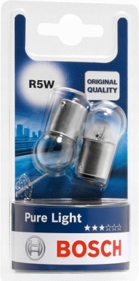 2x лампочка автомобильная bosch лампочка r5w pure ходовие огни  12v 5w фото №1