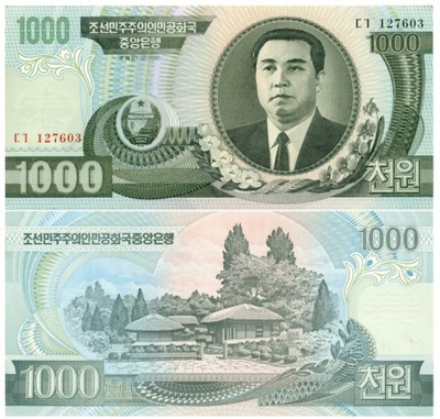 KOREA PÓŁNOCNA 1000 WON 2002 P-45a UNC