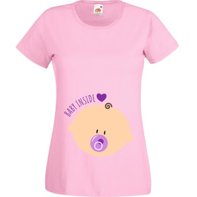 Koszulka ciążowa ciąża dziecko L różowa
