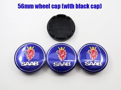 SAAB 56 BLUE4PCS 56 MM 60 MM SAAB 9-3 LOGOTIPO AUTO EMBLEMA RUEDAS CENTRA HU  