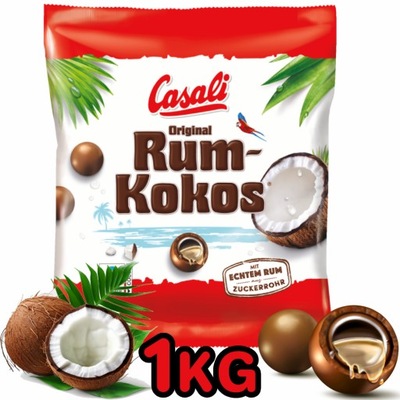 Casali Rum Kokos 1kg Kulki Czekoladowe z Rumem Draże Cukierki Czekoladki DE