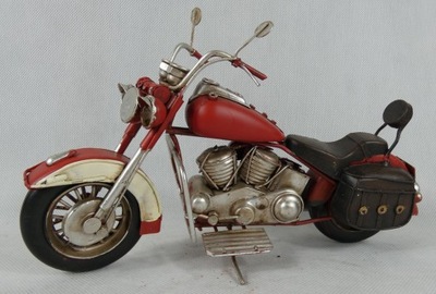 Metalowy MOTOR czerwony RETRO pojazd 27,5 cm motocykl