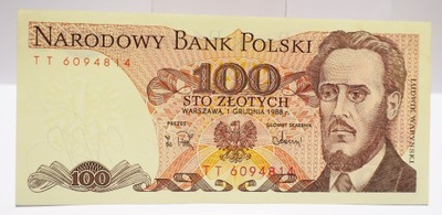 100 zł ZŁOTYCH 1988 TT UNC