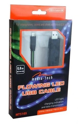 PRZEWÓD MICRO USB WSKAŹNIK ŁADOWANIA ŚWIECĄCY LED