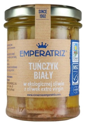 Tuńczyk biały w bio oliwie z oliwek extra virgin 200 g (130 g) (słoik)