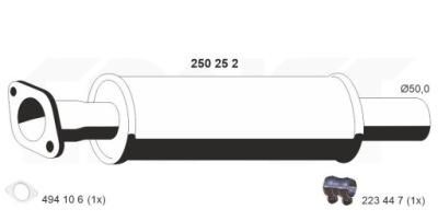 Ernst 250252 гасник середній do mini хетчбек r50, r53 cabrio r52 фото №1