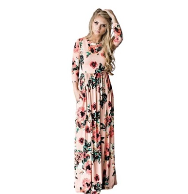 Sukienka w kwiaty maxi długa PLUS SIZE 42 XL
