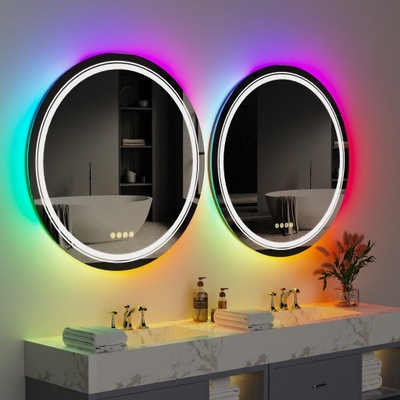 Lustro Łazienkowe LED z Podświetleniem RGB 80x80cm