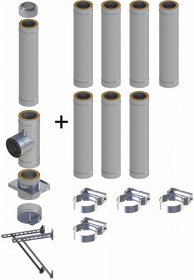 Komin izolowany wiszący 130/180 8m Drewno pellet