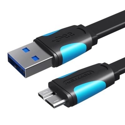 Płaski kabel USB3.0 A do Micro B Vention VAS-A12-B100 1m Czarny