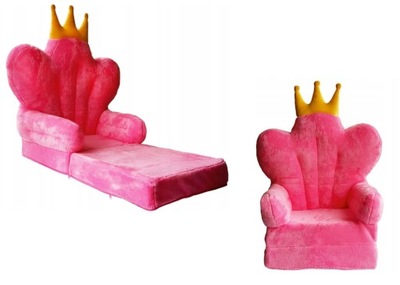 Różowy rozkładany fotelik z pluszu Tron 5w1