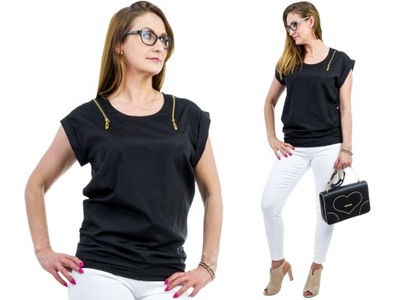 B580 ELEGANCKA BLUZKA TUNIKA CZARNA r. XL/XXL