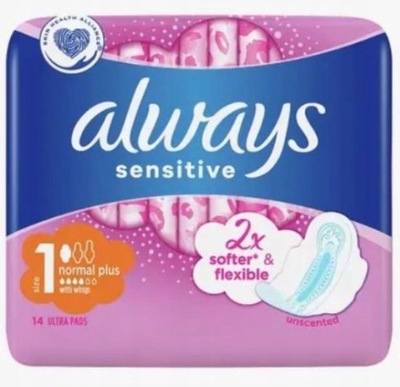 Always Ultra Sensitive Normal Podpaski ze skrzydełkami 14 sztuk