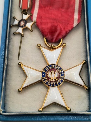 Krzyż Kawalerski Polonia Restituta 1944 plus miniaturka