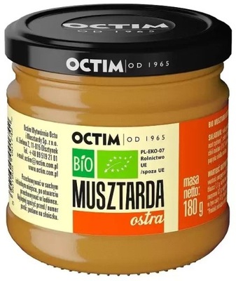 Musztarda Ostra Z Octem Cydrowym Bio 180 G - OCTIM