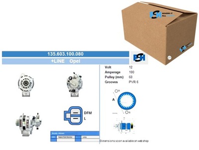 ГЕНЕРАТОР OPEL 100A ГЕНЕРАТОР BV PSH