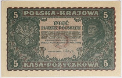 Banknot 5 Marek Polskich - 1919 rok - AD