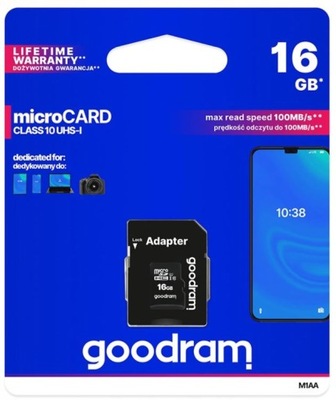 GOODRAM microSDHC 16GB Class 10 + adapter