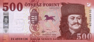 WĘGRY 500 Forint 2018 P-202 UNC