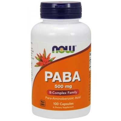 PABA - Kwas Para-Aminobenzoesowy 500 mg (100 kaps.) NOW Foods
